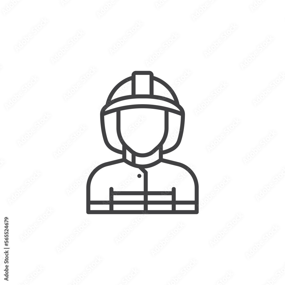 Fireman avatar line icon. linear style sign for mobile concept and web design. Fireman avatar line icon. linear style sign for mobile concept and web design.