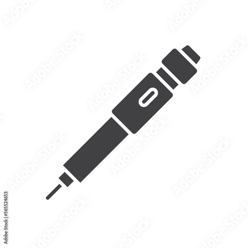 Insulin injection pen glyph icon. linear style sign for mobile concept and web design.