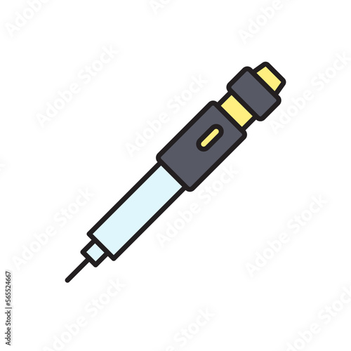 Insulin injection pen filled color icon. linear style sign for mobile concept and web design.