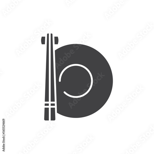 Chopsticks and plate glyph icon. linear style sign for mobile concept and web design.