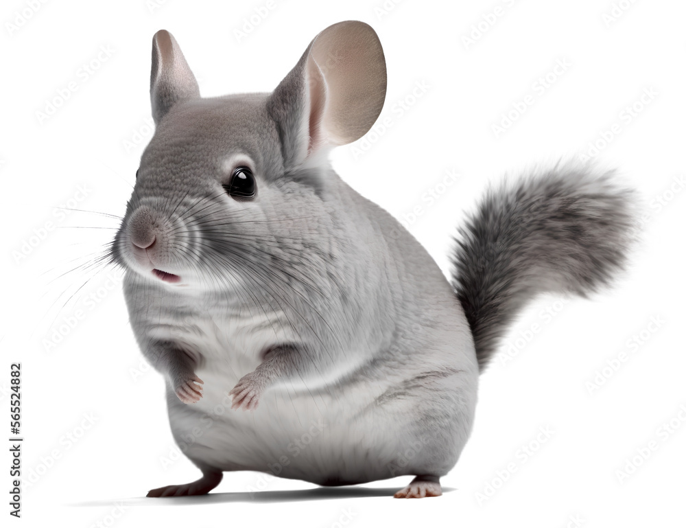Obraz premium Grey chinchilla, isolated on transparent background. Generative AI