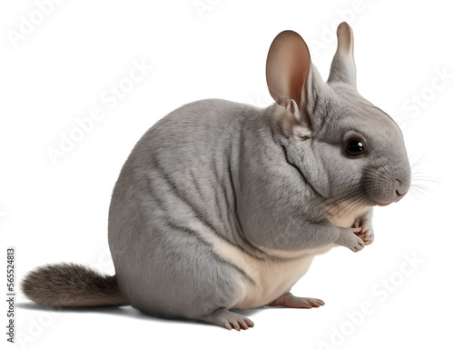 Chinchilla side view, isolated on transparent background. Generative AI