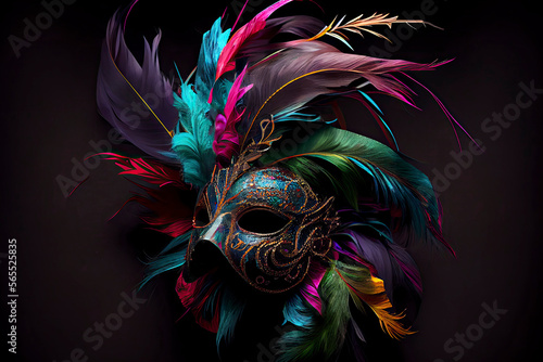 mardi gras mask with colored plumage © rufous