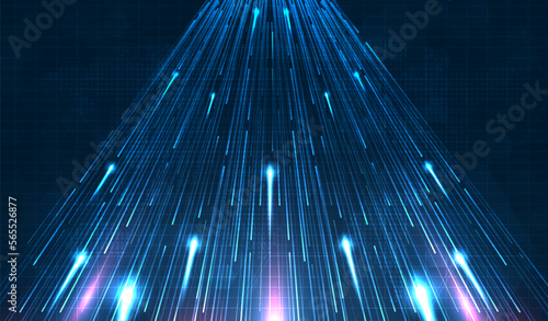 Blue light streak, fiber optic, speed line, futuristic background for 5g or 6g technology wireless data transmission, high-speed internet in abstract. internet network concept. vector design.