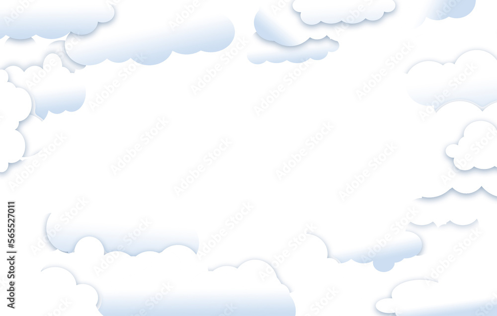 White fluffy clouds surround an opening that reveals clear blue sky where graphic elements or text may be placed. White fluffy clouds surround an opening that reveals clear blue sky where graphic elements or text may be placed.