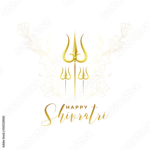 maha shivratri wishes card with golden trishul and floral design