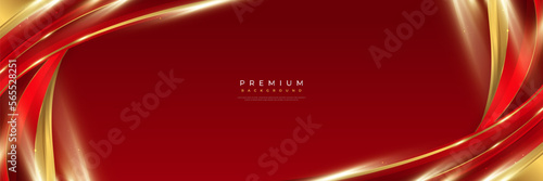 Luxury and Elegant Red and Gold Background with Golden Light and Paper Cut Style. Can be Used for Award, Banner, Card, Nomination, Ceremony, Formal Invitation or Certificate Design