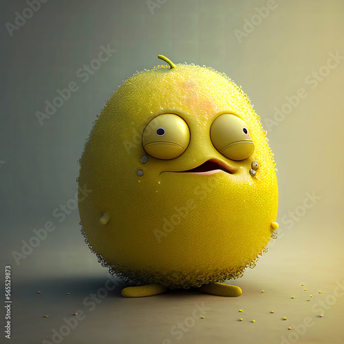  High detail emotive 3D cartoon character : Freaky Food - disfunctional apple ai generated	 photo