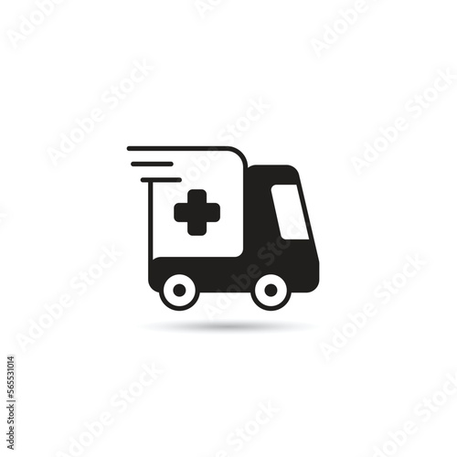 ambulance car icon on white background
