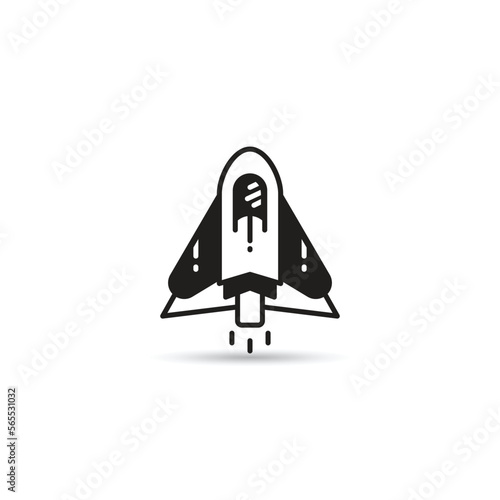 spaceship icon on white background vector illustration