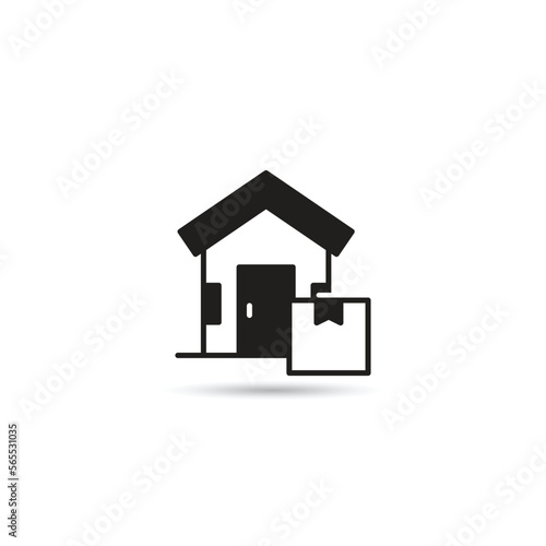 house and box icon on white background