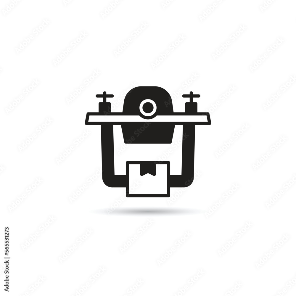 delivery drone and box icon on white background delivery drone and box icon on white background