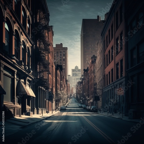 City Street Photograph  generative AI 