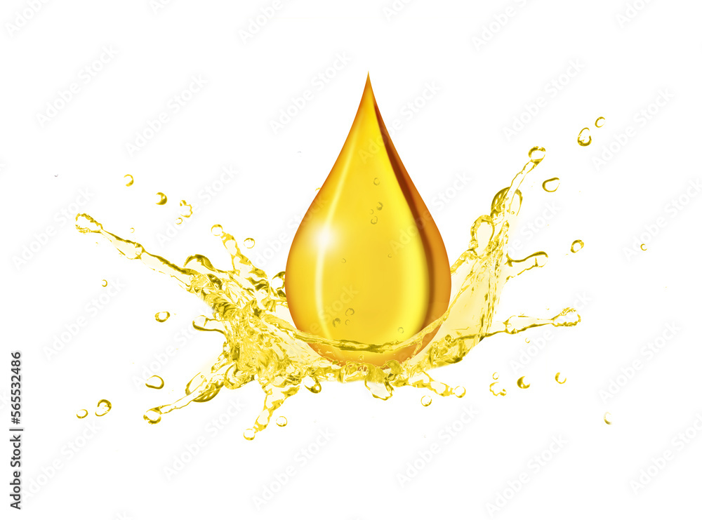 Cooking oil splashing with oil drop isolated on white background. - obrazy, fototapety, plakaty 
