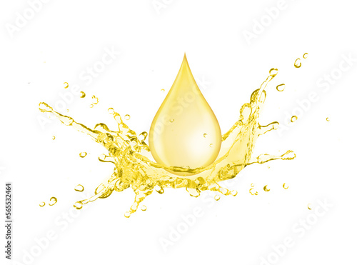 Cooking oil splash with oil drop isolated on white background.