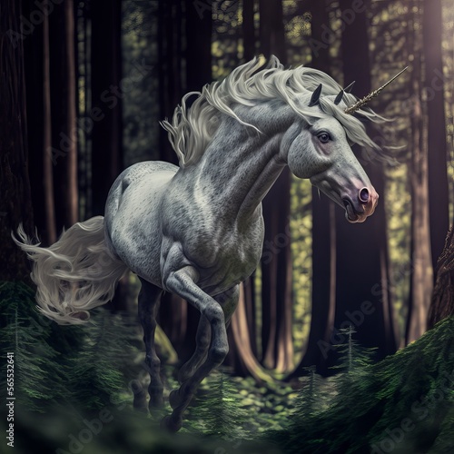 Unicorn in Enchanted Forest (generative AI)