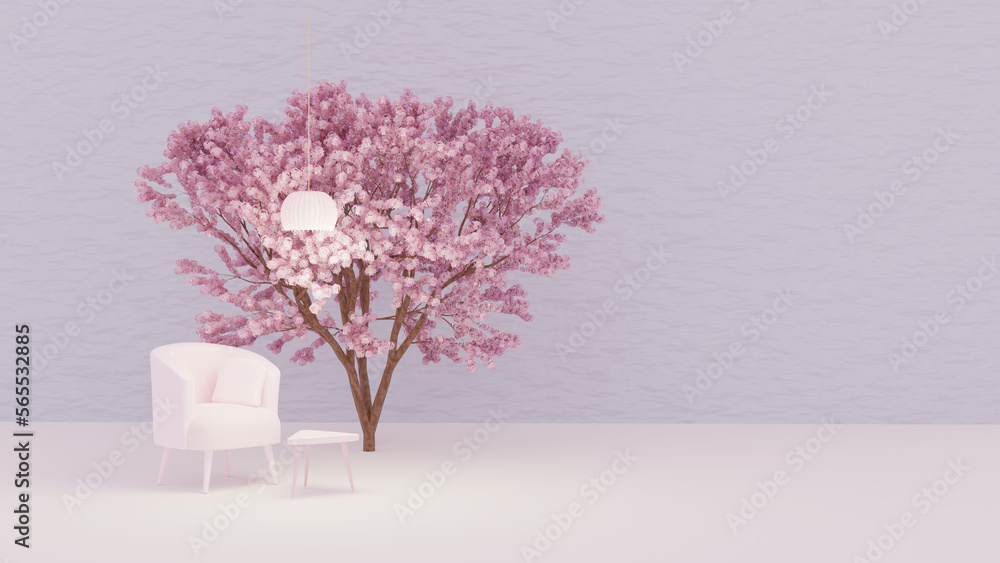 Obraz premium 桜と椅子