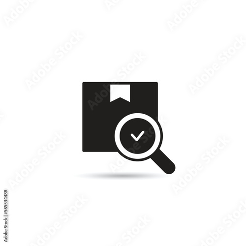 box with magnifier icon on white background
