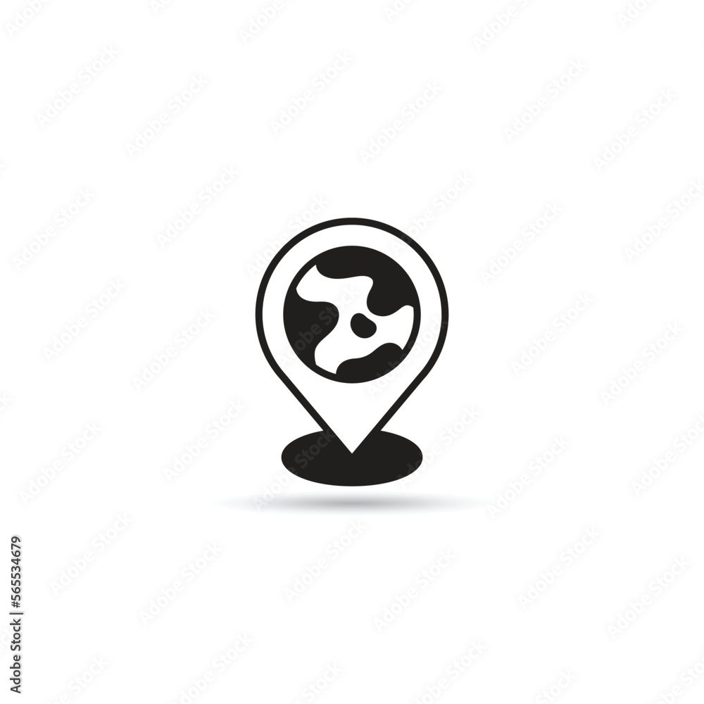 map pin and globe icon on white background map pin and globe icon on white background