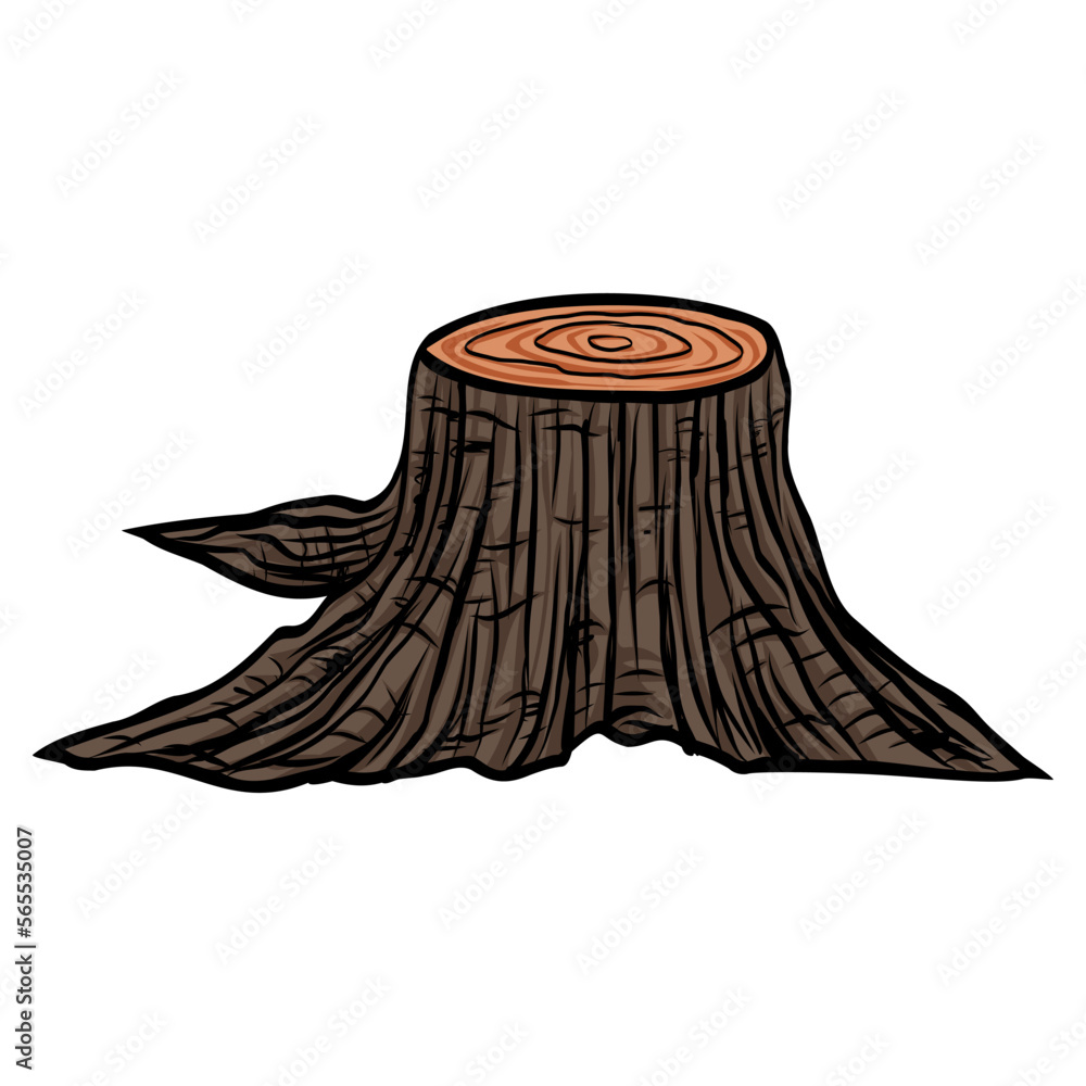Tree Stump Roots Felled Cut Trunk Vector Drawing Illustration Tree Stump Roots Felled Cut Trunk Vector Drawing Illustration