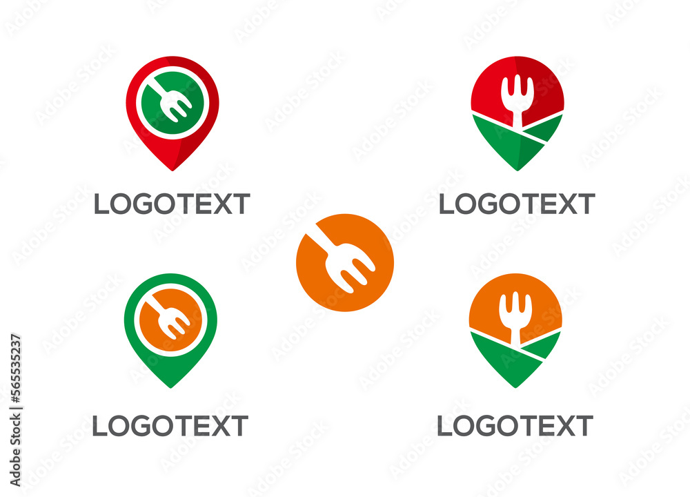Food Map Pointer logo icon design vector Food Map Pointer logo icon design vector