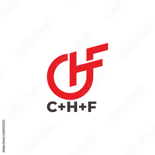 letter chf simple geometric loop line logo vector