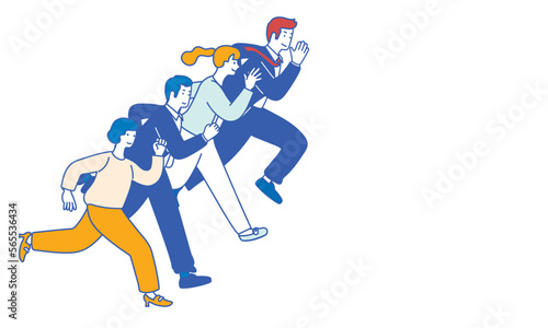 笑顔で走るビジネスパーソンのイラスト