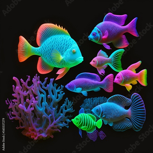 Colorful Tropical Fish in Aquarium