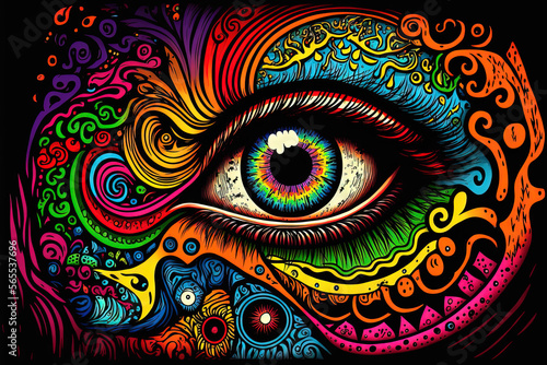 60s abstract acid art colorful eye background