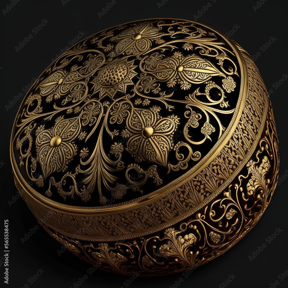 Gold Filigree Inlaid Ottoman (generative AI) Gold Filigree Inlaid Ottoman (generative AI)
