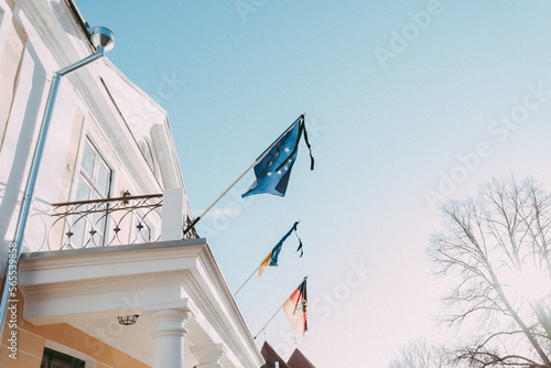 Wallpaper Mural Flags on the city roofs of Tallinn Torontodigital.ca