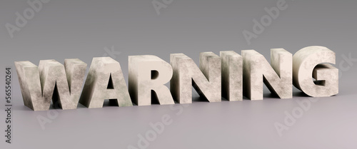 3d render Luxury concrete sign warning on grey background. Simple minimalism concept. photo