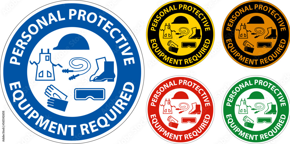 Naklejka premium Floor Sign, Personal Protective Equipment Required
