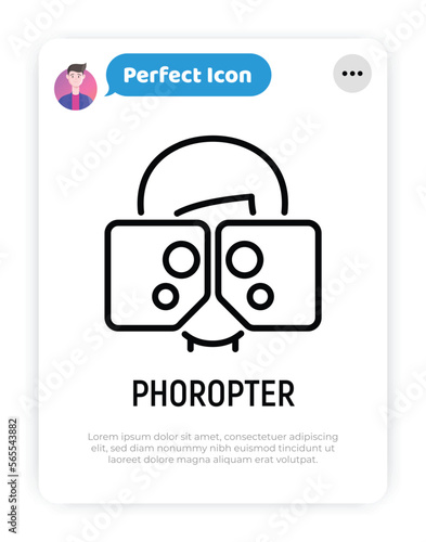Phoropter thin line icon. Medical equipment. Vision examination. Ophthalmology vector illustration.