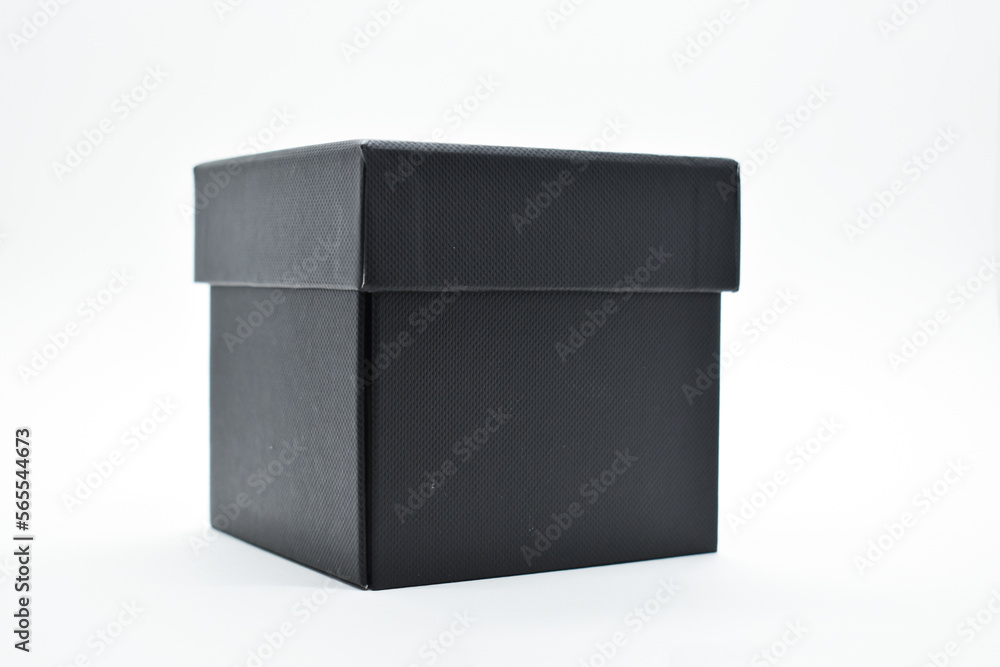 Fototapeta premium black paper box on white background, packaging industry