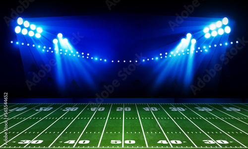 American football arena field with bright stadium lights Vector design.