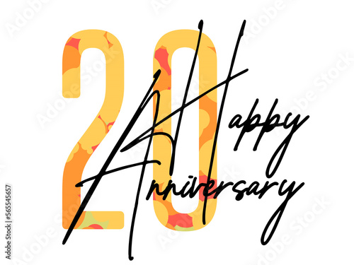 20 twenty years anniversary. Vector triangular digits with white background, Happy retirement celebration etc.