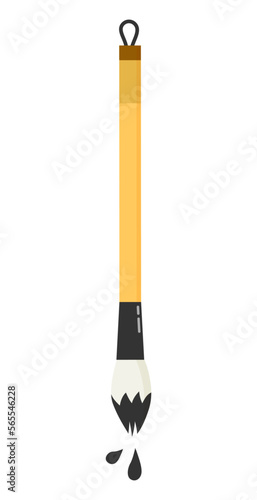 墨がついた毛筆の筆のベクターイラスト