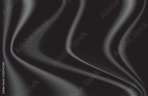 Black shiny cloth wave abstract background, overlay effect.