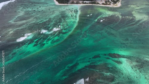 Main View Of Le Morne Brabant With Underwater Waterfall, Mauritius, Aerial View