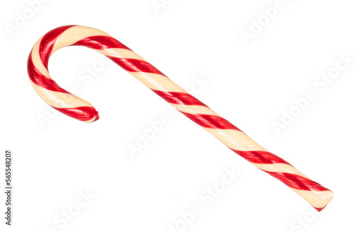 traditional candy cane cut out on white background