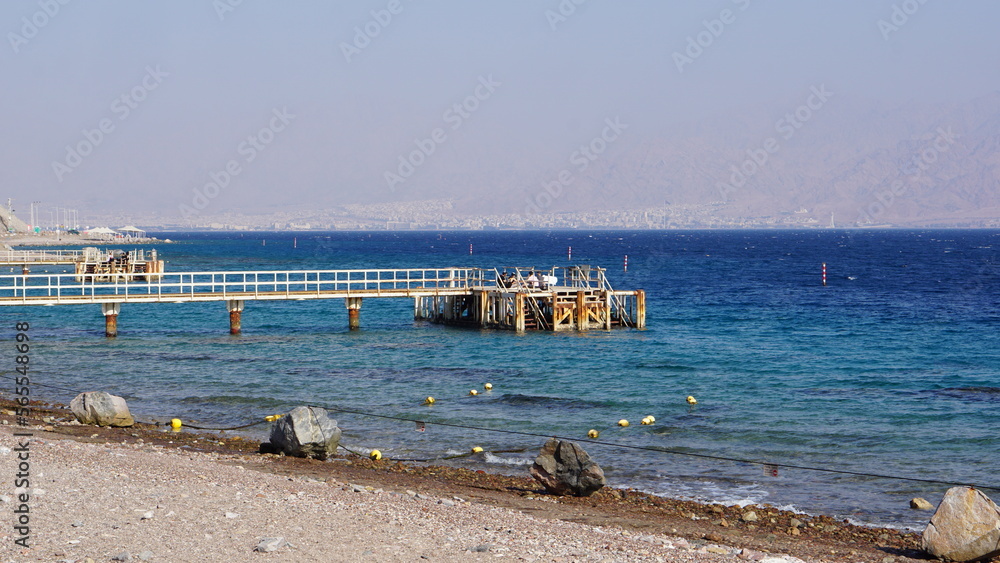 The Princess Beach in Eilat in the Southern Negev Desert in Israel in the month of January
