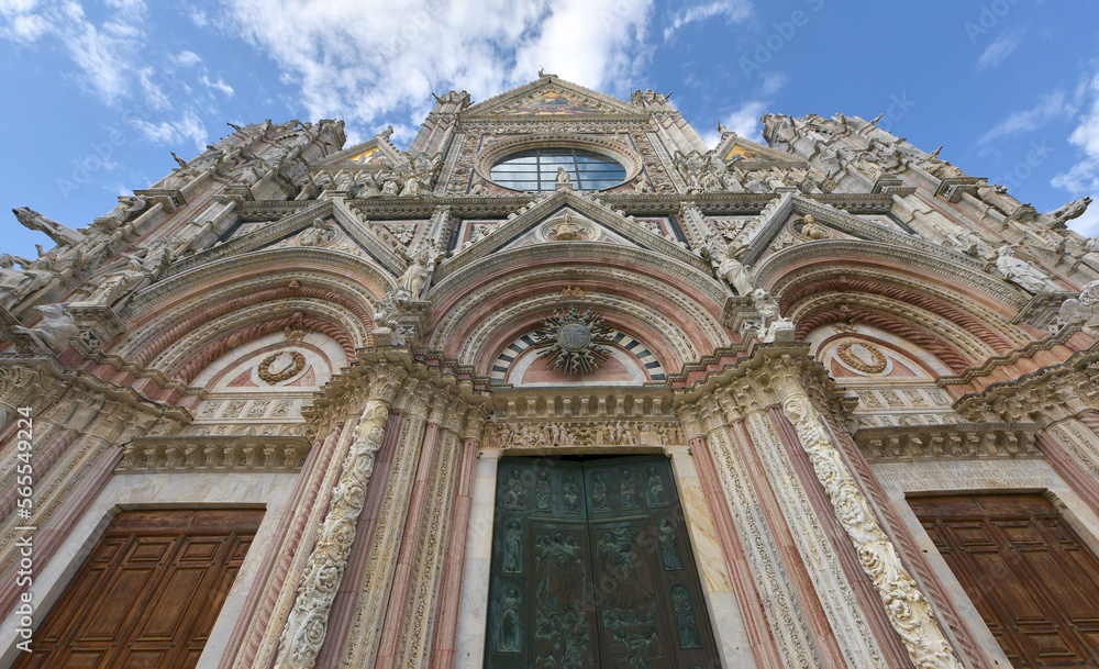 Facade fragment of Siena Duomo, Italy