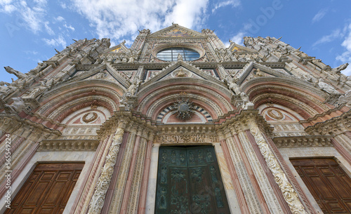Facade fragment of Siena Duomo, Italy