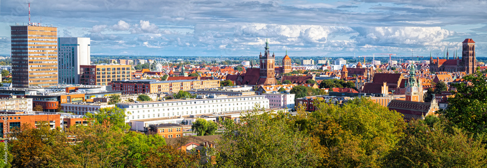 Scenic summer panorama in Gdansk	