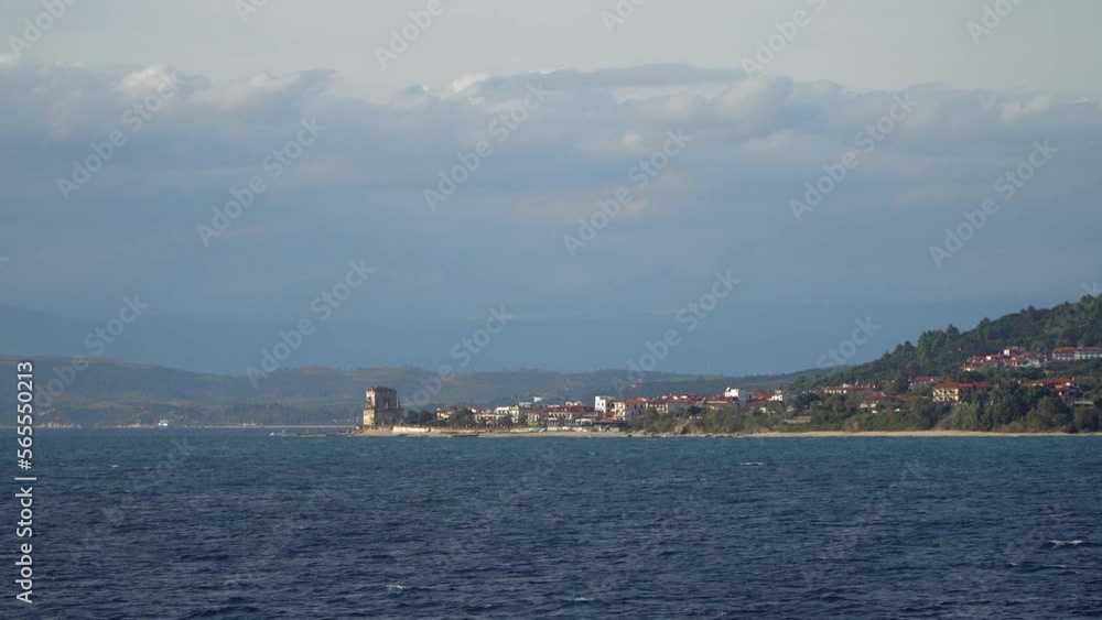 Ancient Ouranoupolis Tower on Athos peninsula in Halkidiki, Greece Ancient Ouranoupolis Tower on Athos peninsula in Halkidiki, Greece