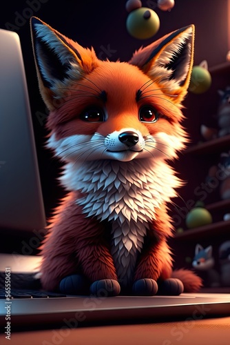 fox with a laptop