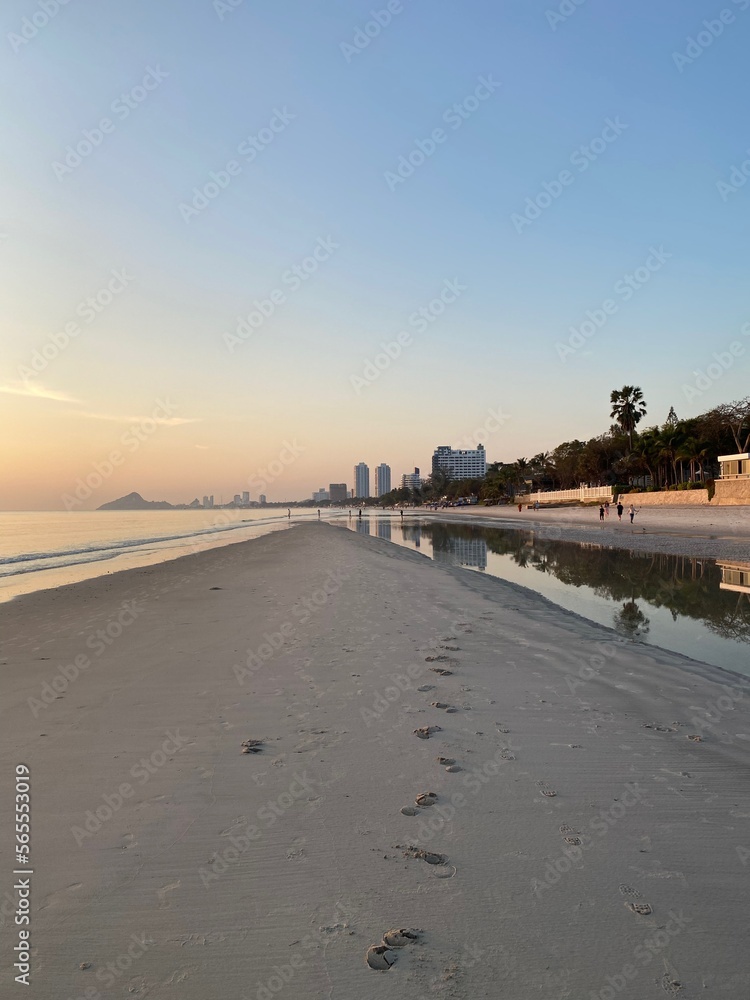 Sunrise over sea at Hua Hin Thailand 