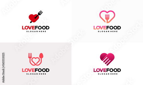 Set of Love Food Logo designs concept vector, Food restaurant logo template