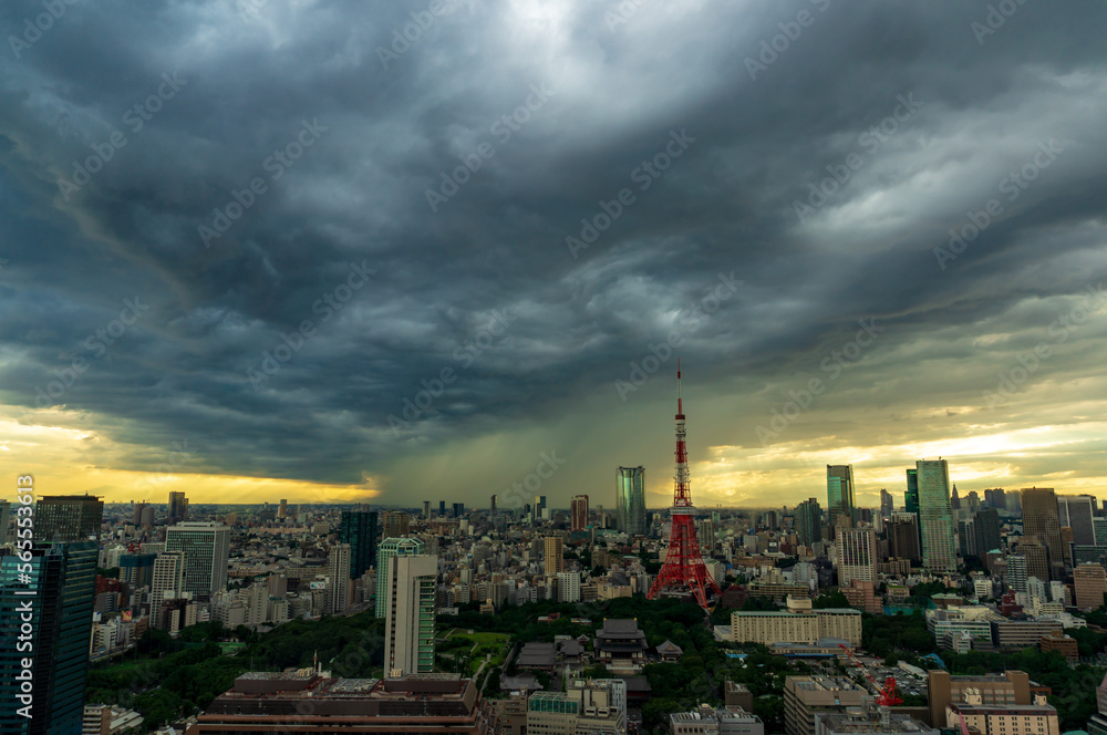 集中豪雨と東京タワー